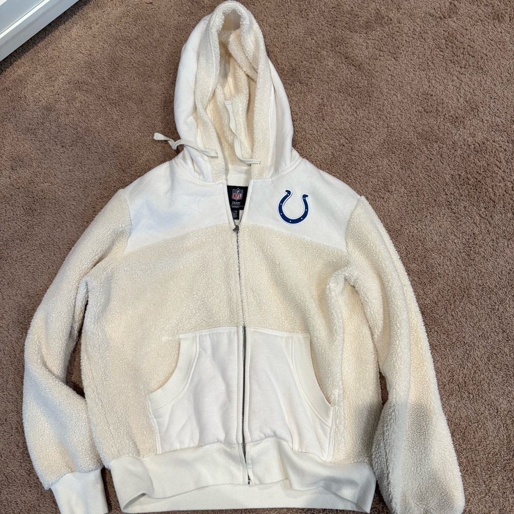 NFL White and Cream Hoodie with Blue Logo